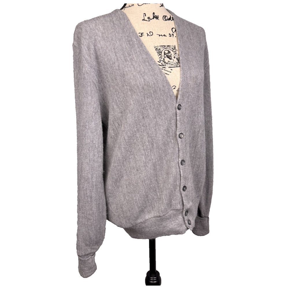 Vtg Puritan Cardigan Button Gray Orlon Acrylic Sz M Kurt Cobain Mr. Rogers